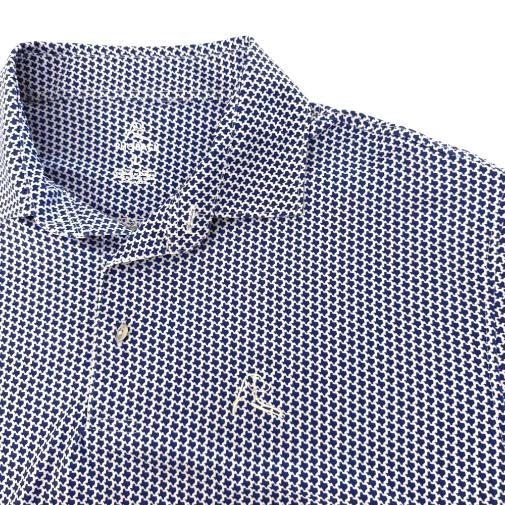 Rhoback Mens The Republic Texas State Print Polo Shirt Size Large Blue Stretch